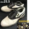 FOOTJOY DryJoys Golf Shoes Size 25.5 White Black Trainers Dress Shoes(USED)