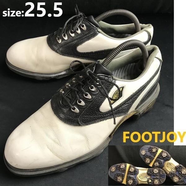 

FOOTJOY DryJoys Golf Shoes Size 25.5 White Black Trainers Dress Shoes