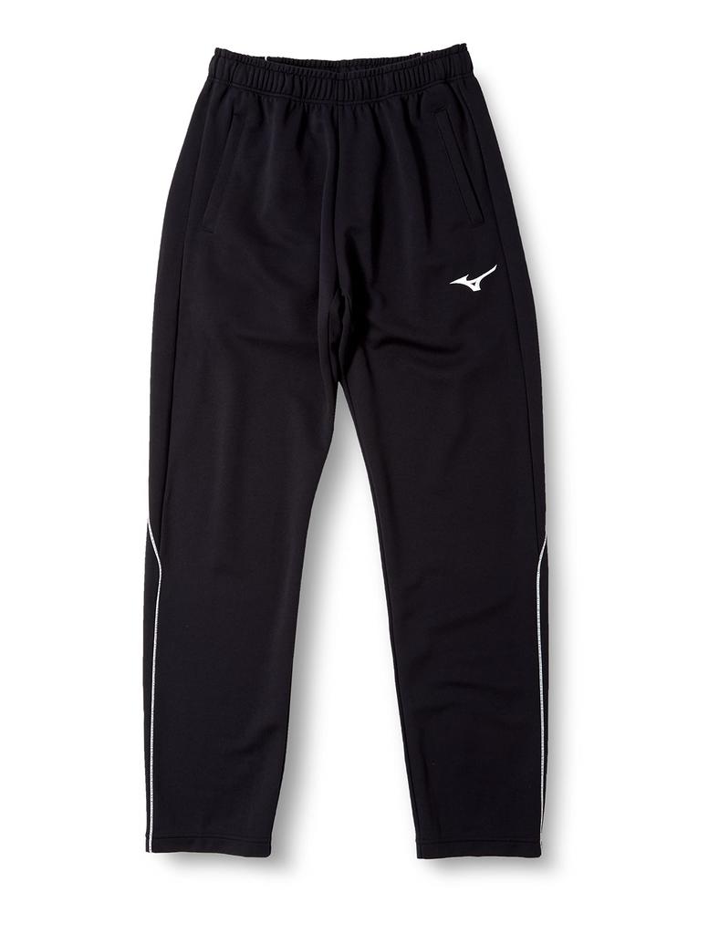 Mizuno Training Wear Size 32MD9125 Warm-Up Pants, Standard, Moisture-Wicking, Quick-Drying, Unisex, Black/White, XS,