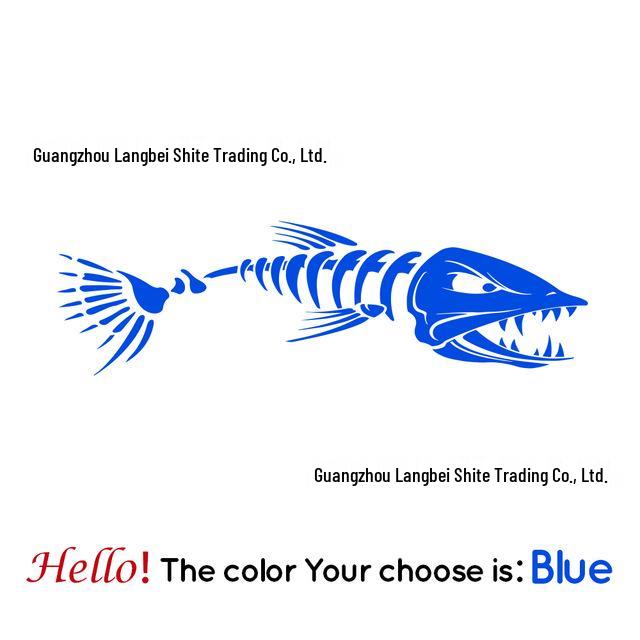 Cross-Border Yacht Hull Horror Fishbone Sticker - Car & Door Decor Double Pack