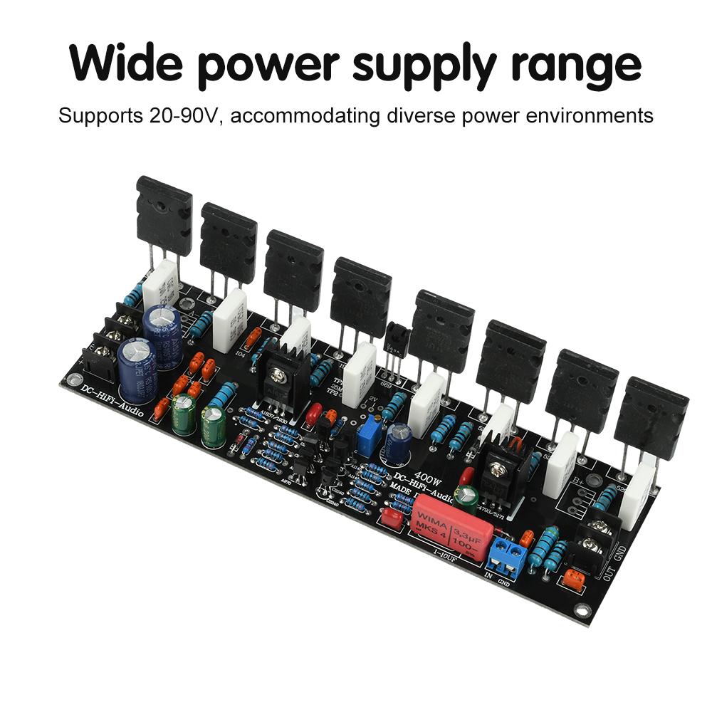 DC 20V-90V 400W Verbesserter Ein-Kanal-Leistungsverstärker 1943+5200 Hochleistungs-Audioverstärker