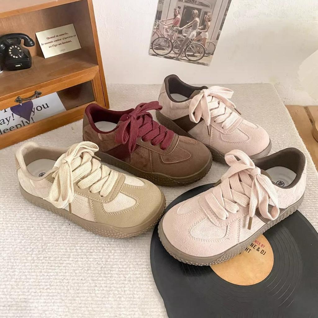 Versatile Dexun Shoes Women's Shoes 2025 Spring New Platform Sports Board Shoes Maillard Casual Retro Brown Shoes