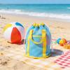 New Mesh Drawstring Beach Bag Large Capacity Lightweight Tote Swimming Pool Travel Bathroom Vacation Daily Storage Organizer