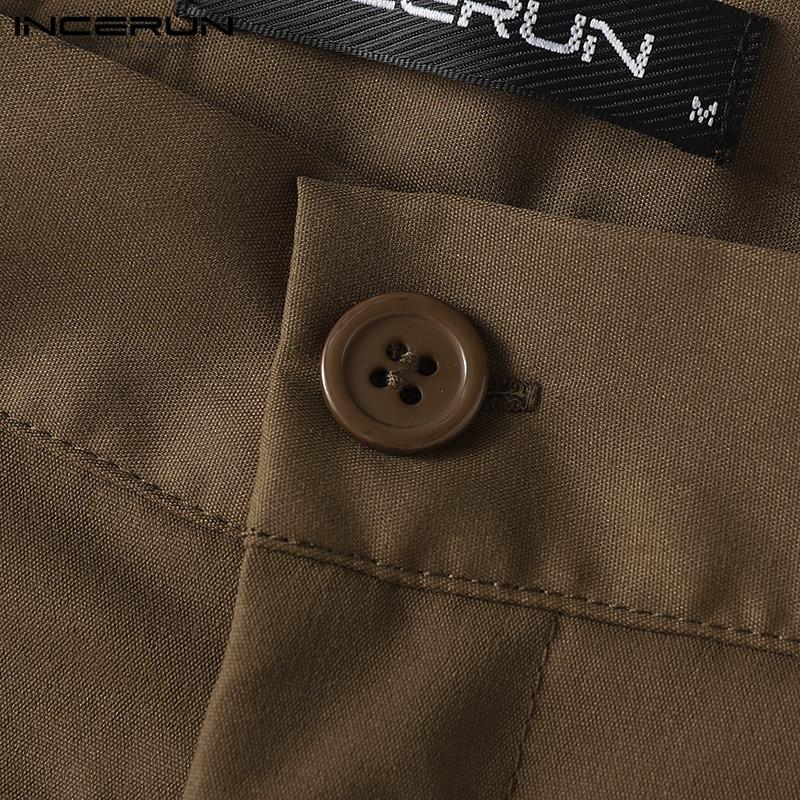 INCERUN Herrenhose mit hohem Bund und weitem Bein