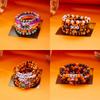 3Pcs Halloween Beaded Bracelet Set for Women Vintage Gothic Spider Ghost Pumpkin Skeleton Pendant Bangle Jewelry Gift