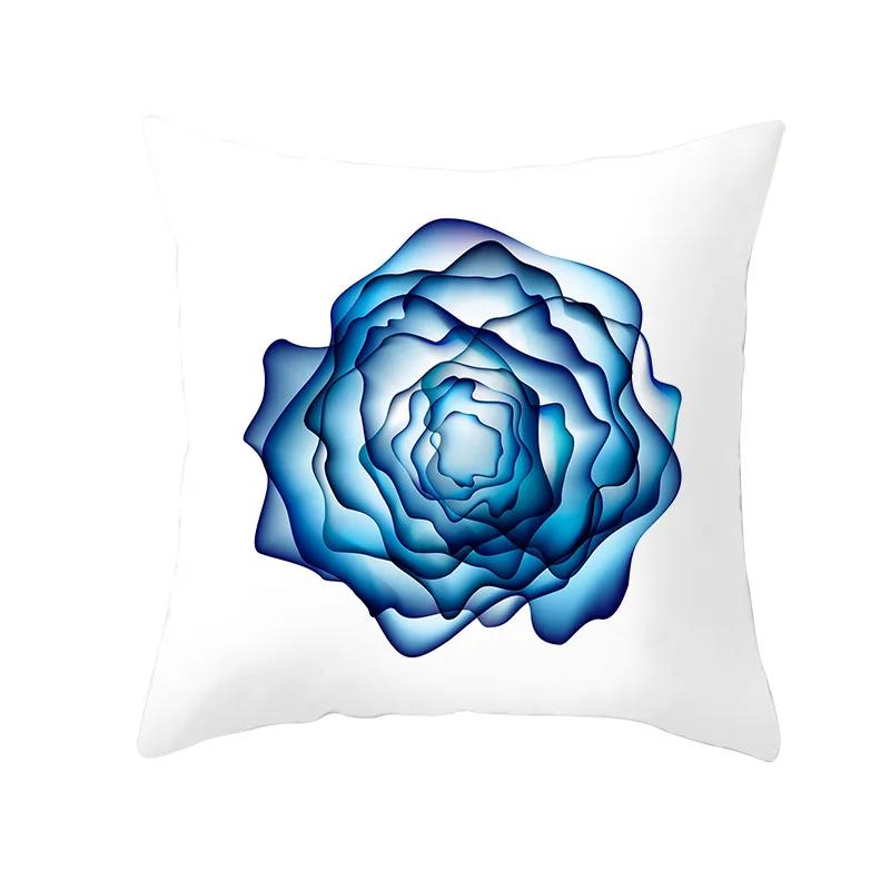 45x45cm Light Luxury Blue Abstract Print Throw Pillow Cover Sofa Cushion  Marble Stripe   Home Decor