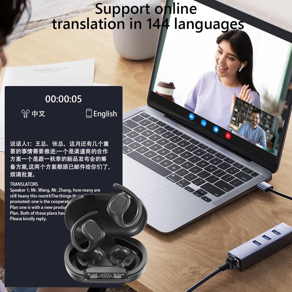 Translation Earbuds Real Time 144 Languages Language Translator Earbuds AI Translator Earbuds for Travel Business and Learning