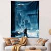 Blade Runner LAPD Tapestry Wall Hanging, Police Badge Neon Sign Art, Futuristic Wall Decor for Bedroom Living Room Dorm