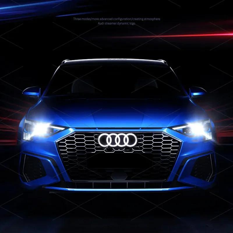 Lpdv0 Car LED Front Grille 4-Ring Logo Light Static White Light 249 273 285mm For Lpdv0 A3 A4 A5 A6 A7 A8 S4 S5 S6 S7 Q3 Q5 Q7 TT