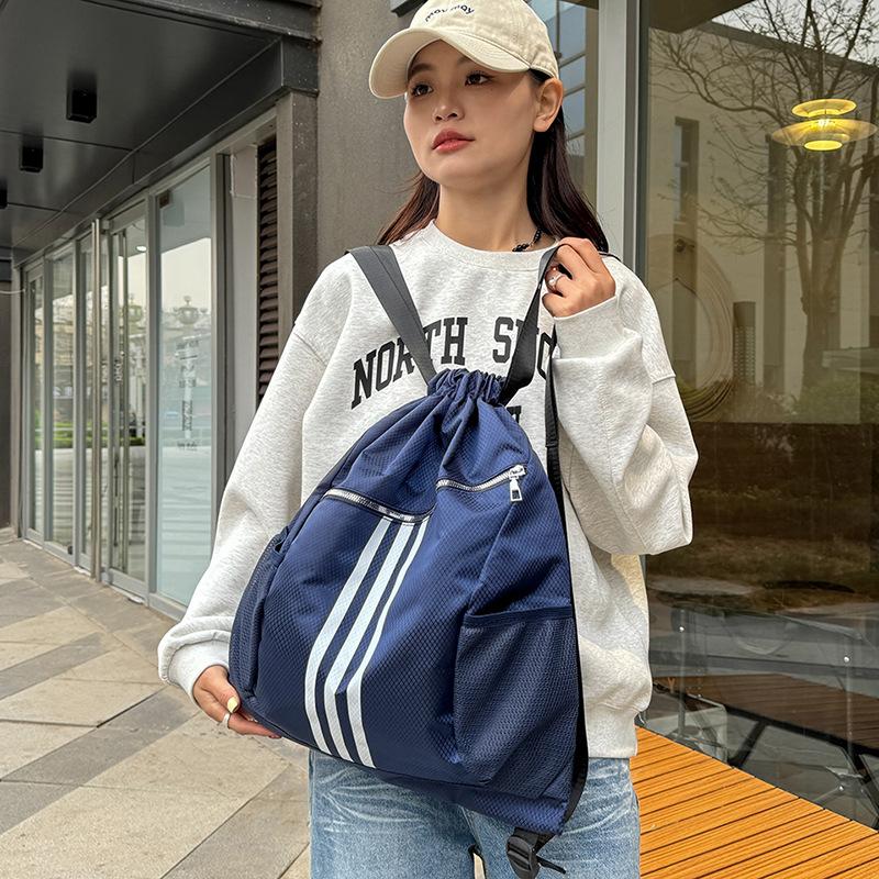 Fashionable Simple Diamond-shaped Dark Pattern Sports Yoga Backpack Outdoor Picnic Basketball Casual Drawstring Backpack