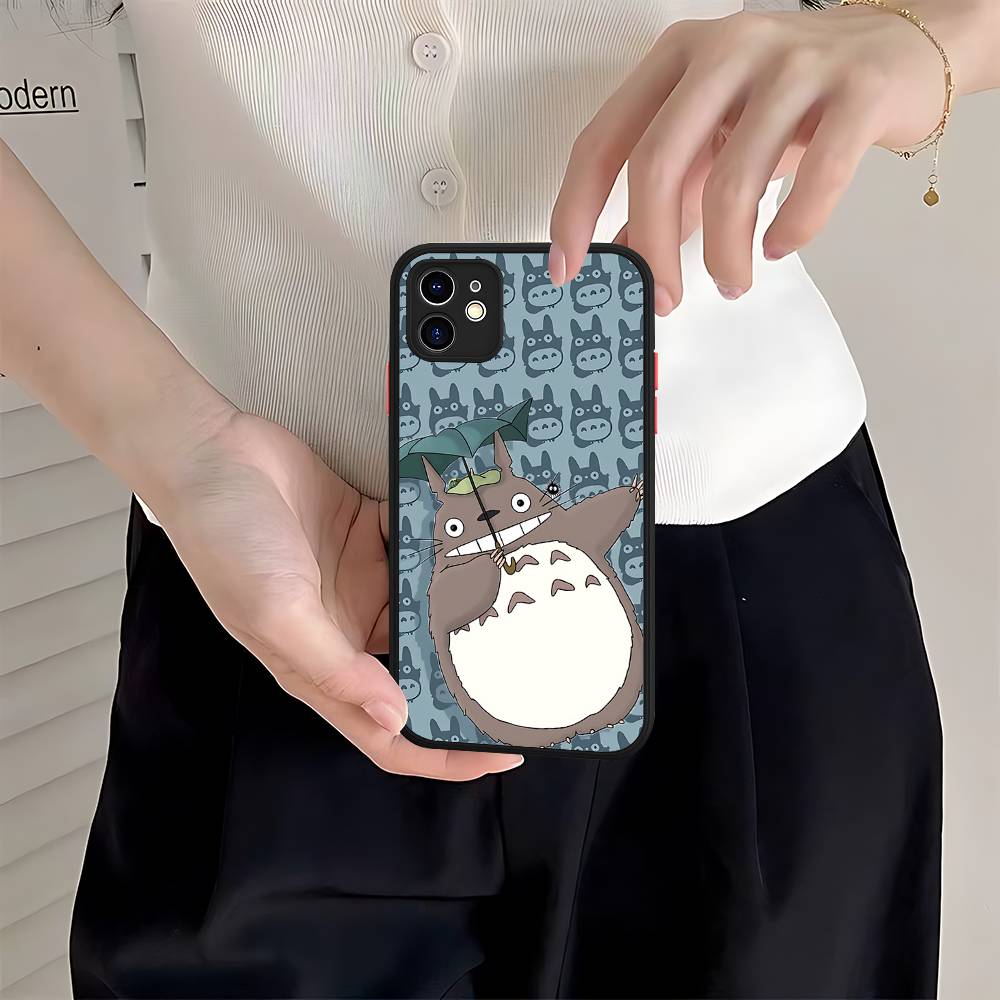 Cartoon Clear Case For-T-T-TotoroS For IPhone 16 15 14 Plus 13 12 11 Pro Max X XS MAX Translucent Matte Shockproof Cover iphone 11