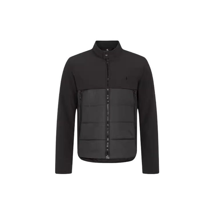 

Calvin Klein Letter Print Spliced Stand Collar Cotton Jacket Men Jacket Black Gray ZM02034 S