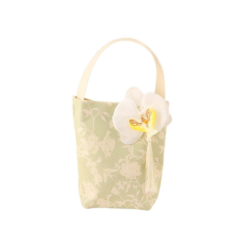 

Flower Wrist Hand Bag Butterfly Orchid Flower Pendant Canvas Knot Wrist Bag Festival зелёный