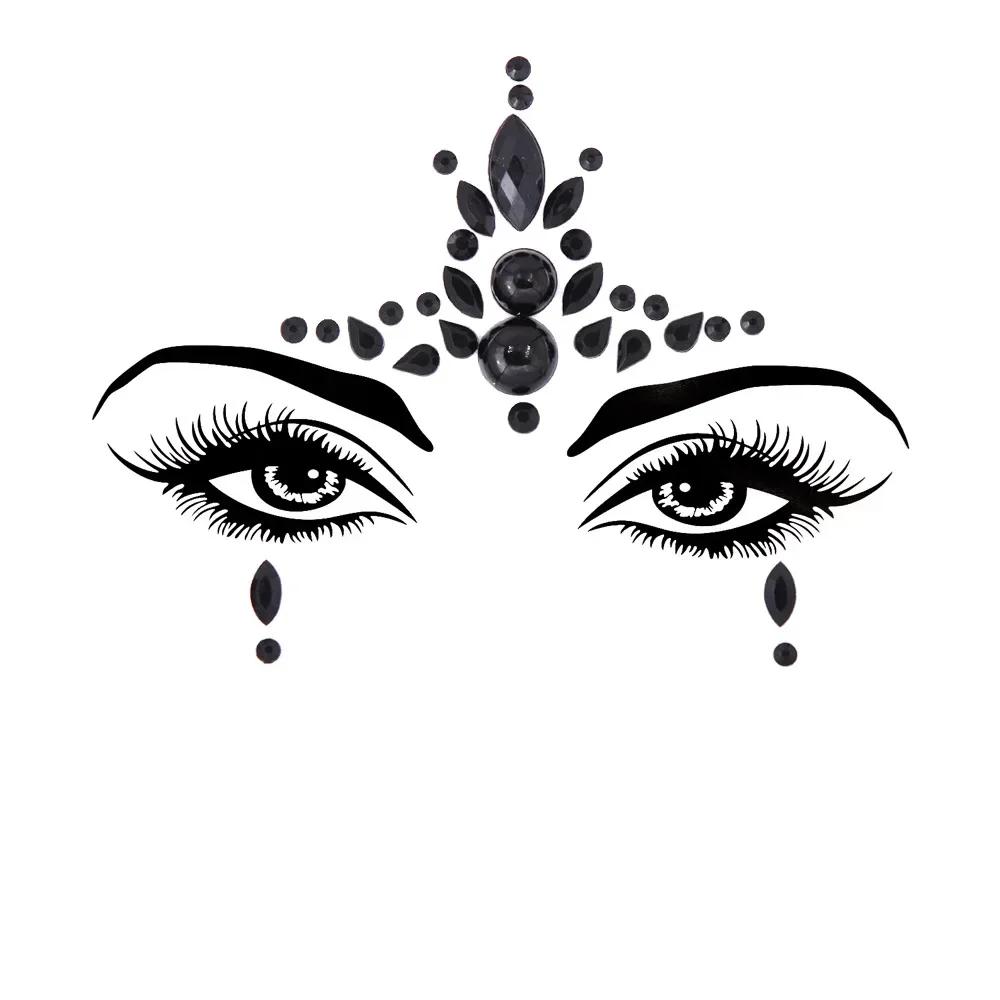 Body Art Rhinestones Stickers Crystal Face Jewels Make Up Festival Face Gems Glitter Face Tattoos For Festival Party Dressing Up
