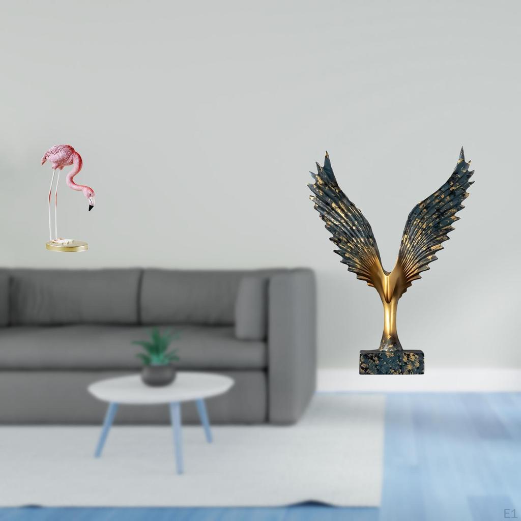 Flamingo Winged Resin Sculpture Modern Figurine Feng Shui Ornament for Home Garden Fireplace And