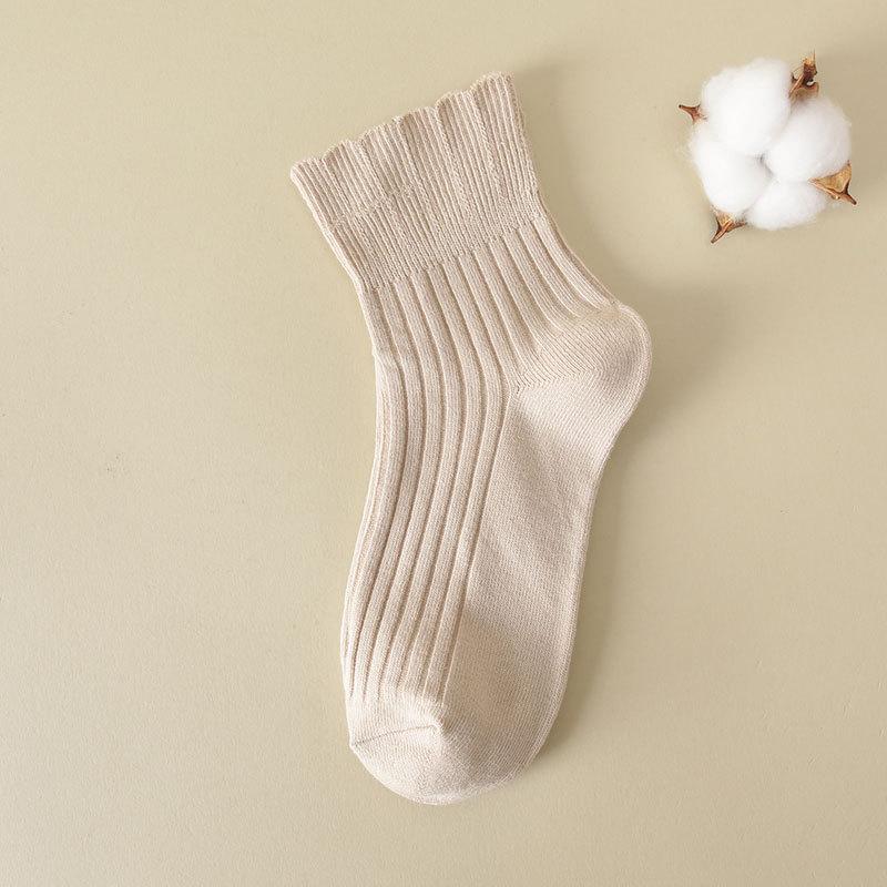 Lockere Socken für ältere Menschen, Socken für Frauen nach der Geburt, reine Baumwollsocken für Frühling und Herbst, weitmaschig, nicht einschnürend, gerüschte Mid-Calf-Socken