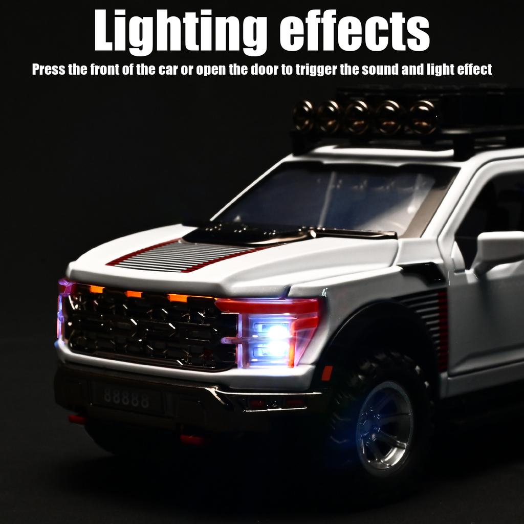1/24 Ford F150 Off Road Pickup Truck Diecast Model Car Metal Alloy High Simulation Collection Hobby Display Birthday Gift for Friend