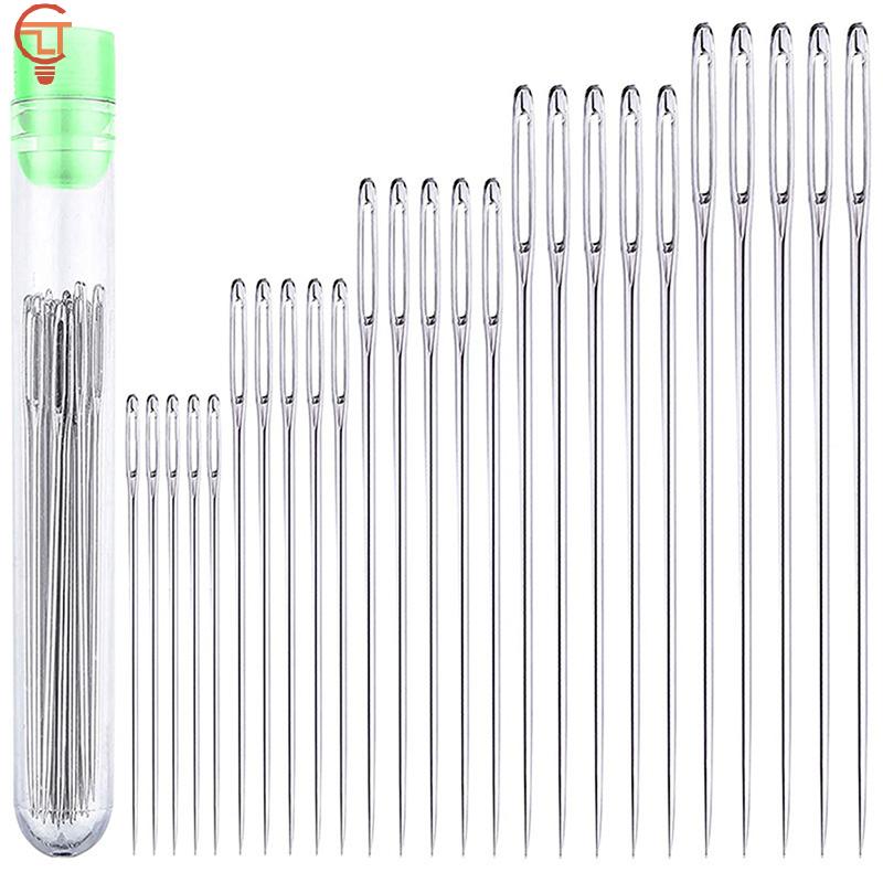 25Pcs/box Large Eye Stitching Needles Sewing Needles Handmade Leather Needle Steel Yarn Knitting Needles Sewing Tool Set