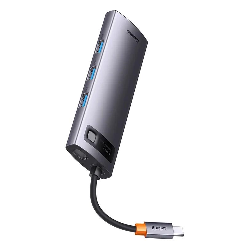 Hub 6W1 Baseus Starjoy Series, Usb-C Do Hdmi + 3 X Usb 3.0 + Usb-C Pd + Rj45