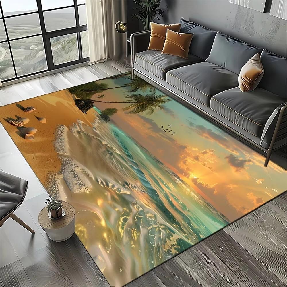 Coastal Beach Sea Style Mat Carpets for Living Room Children's Bedroom Living Room Anti Slip Crawling Rug Living Room Decoration