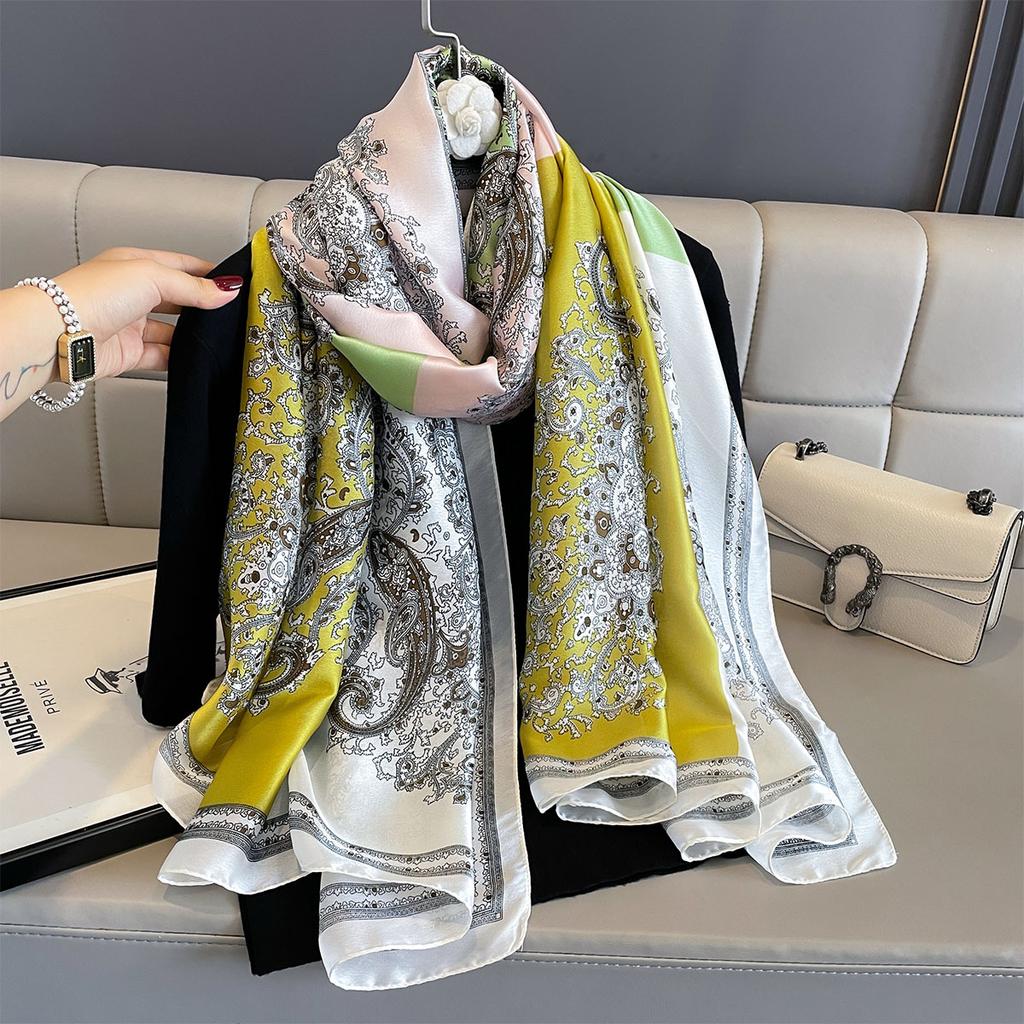 180*90cm Large Silk Satin Scarf Women Fashion Printed Scarf Spring And Summer Styles New Shawl Wrap Female Hand  NEW