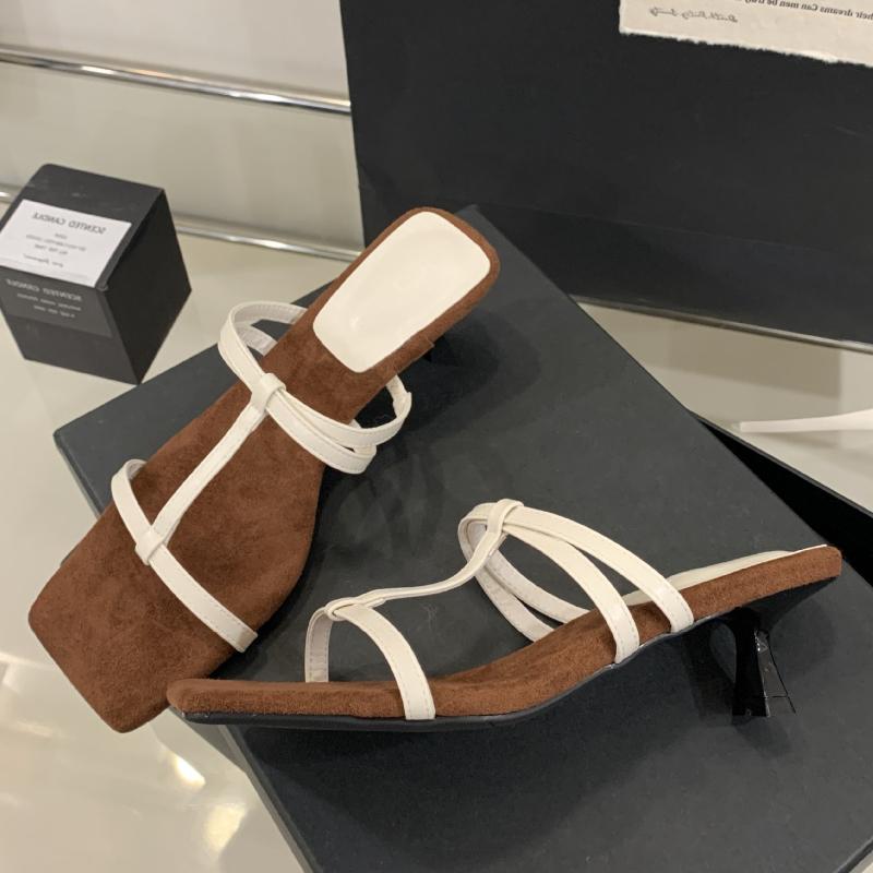 Fashion Sexy Square Toe T -tied Women Sandals Summer Open Toe Hollow Slide Sandals Fashion Thin Heel Comfortable Casual Designer Shoes