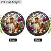 Acrylic Lop-Eared Rabbit with Flowers Suncatcher, Stained Glass Effect Window Hanging Ornament for Animal Lover Gifts