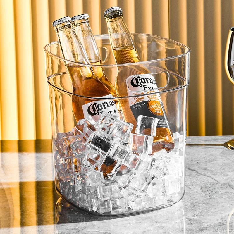2026 New Creative Ice Bucket PET Bar KTV Restaurant Commercial Ice Bucket Transparent Plastic Champagne Ice Bucket