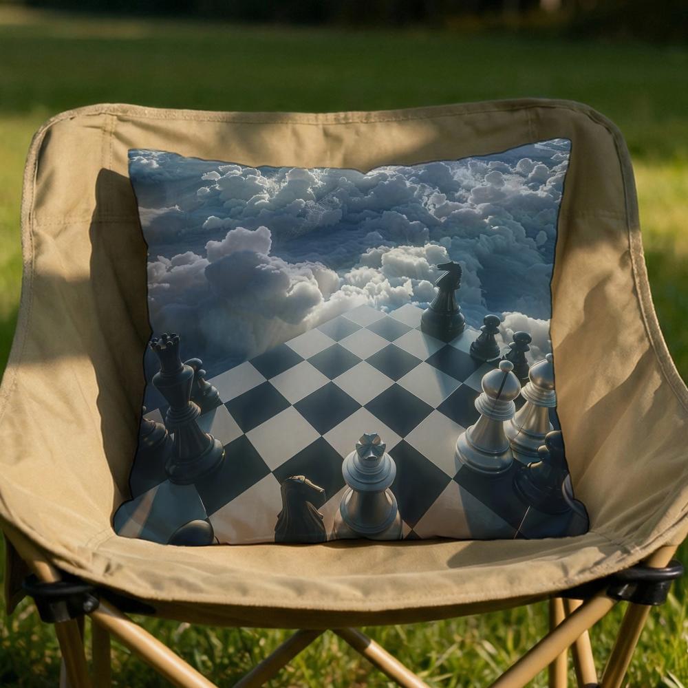Classic Chess Cushion Cover Soft Reversible  Durable Pillow Cover  MultiScene Use for Home  Car Daily Comfort