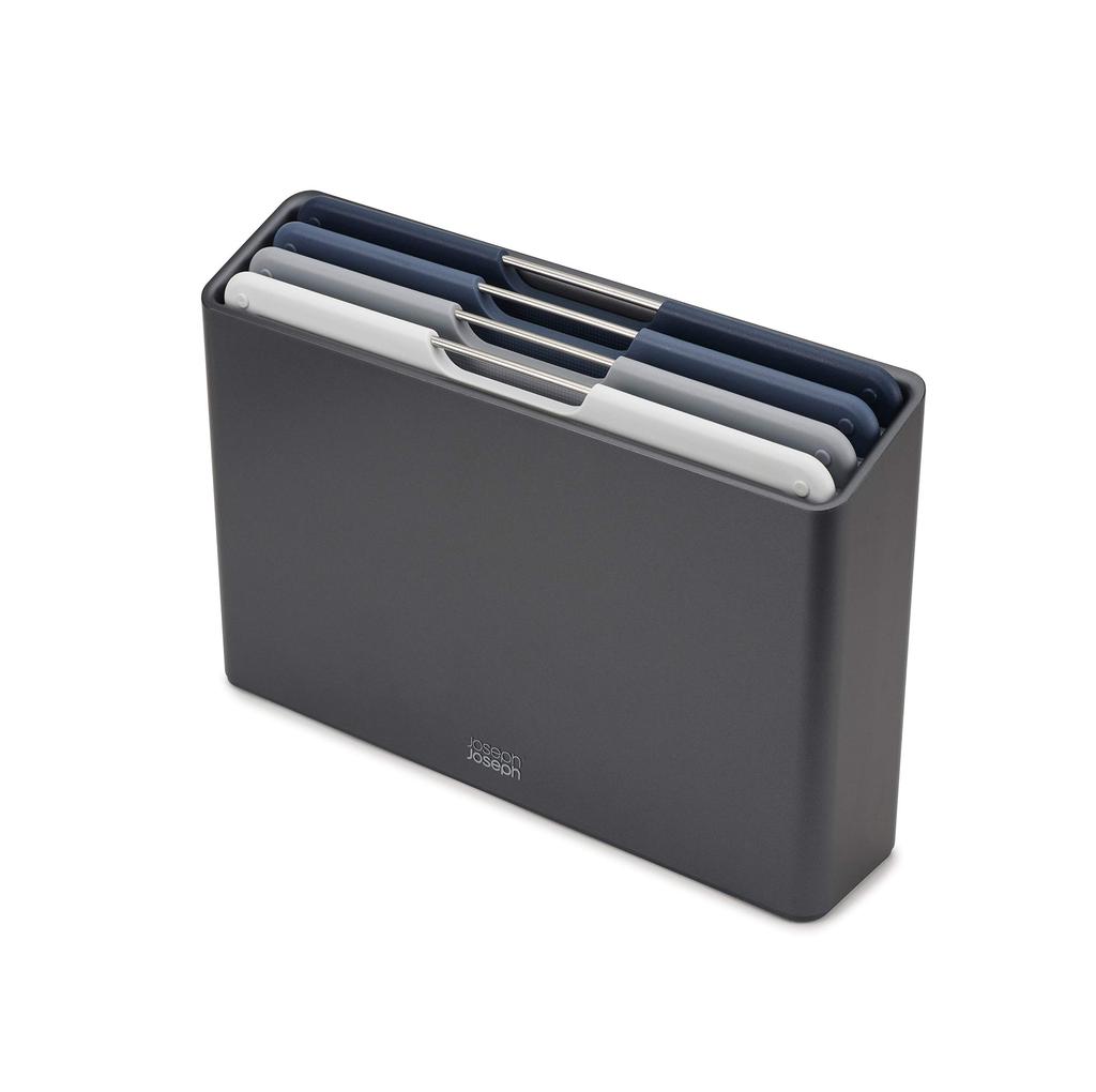 Joseph Joseph Folio Cutting Board Set with Slim Storage Regular Size Graphite 60186 4-Piece Color-Coded Case, - [Authentic Product]