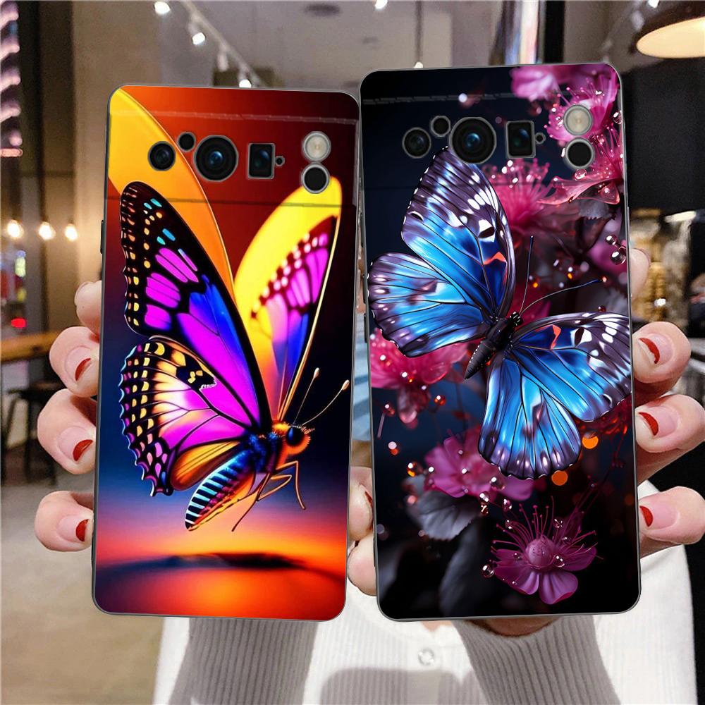 Butterfly Phone Case Cover for Google Pixel 8 7 6 7A 6A Pro 5G Shockproof Silicone Soft 9 Pro XL 8 Pro 5G Shell Coque Capas Bags
