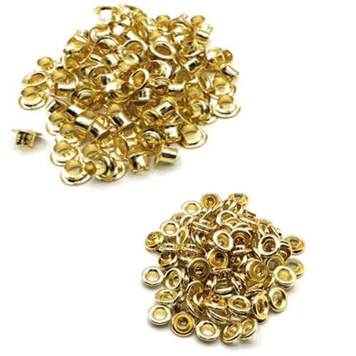5mm Double-Sided Brass Eyelets, Gold/Gold, for Crafts, Hole Reinforcement, Leather, Canvas, Bags, Leather Craft Materials, Set of 100, Craft Parts Sho