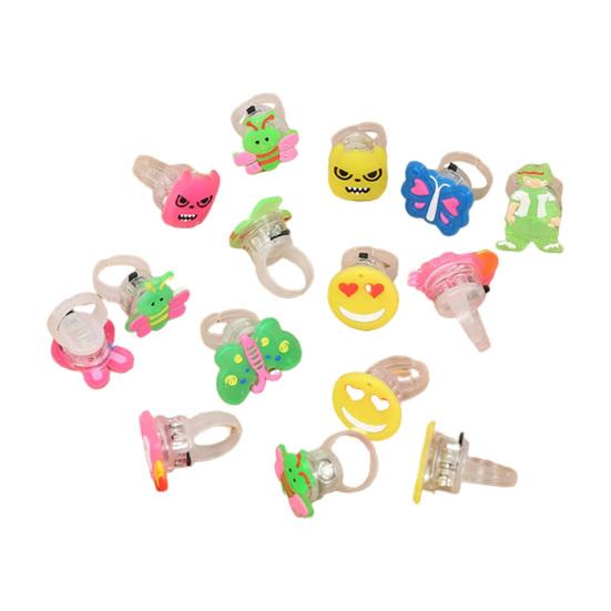 Cartoon Bear Flower Butterfly LED Ring Flashing Adjustable Kids Gift Party Decor