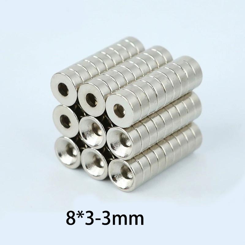 10pcs 8x3-3mm Round Magnets with Hole - Disc Magnets for Refrigerator, Whiteboard & DIY Crafts