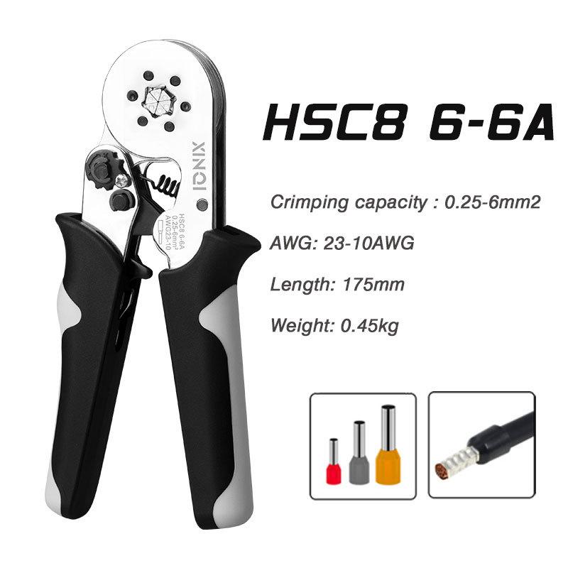 XINQI HCS8 10-6A 10mm2 Tube Terminals Crimping Pliers Set with Storage Bag & Hand Tools Electrician Crimper Crimping Pliers