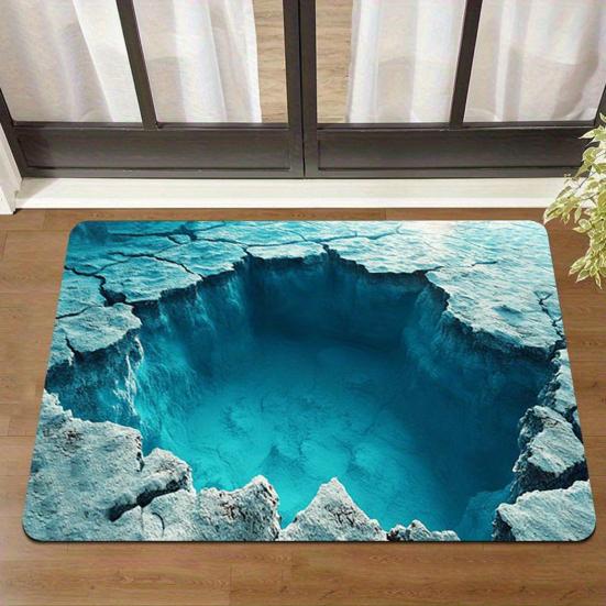 3D Optical Illusion Floor Mat Realistic Hole Door Mat for Living Room And Entry Area Non-Slip Soft Pet-Friendly Rug Interactive Visual Effect Carpet