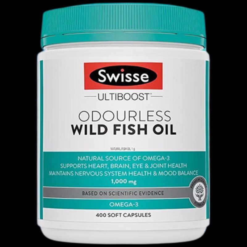 Swisse Odorless Wild Fish Oil 1000mg Omega-3 DHA+EPA, 400 Softgels