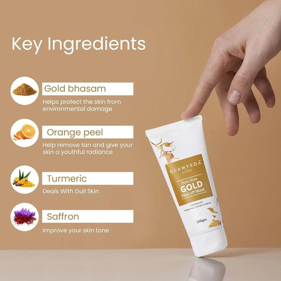 Glamveda Pure Glow Gold Peel Off Mask For Glowing Skin 100g