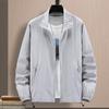 Men Outdoor Jacket Long Sleeves Sun Protection Breathable Solid Color Zipper Closure Anti-UV Ultra-thin Plus Size Cycling Sports Sun Protection Coat