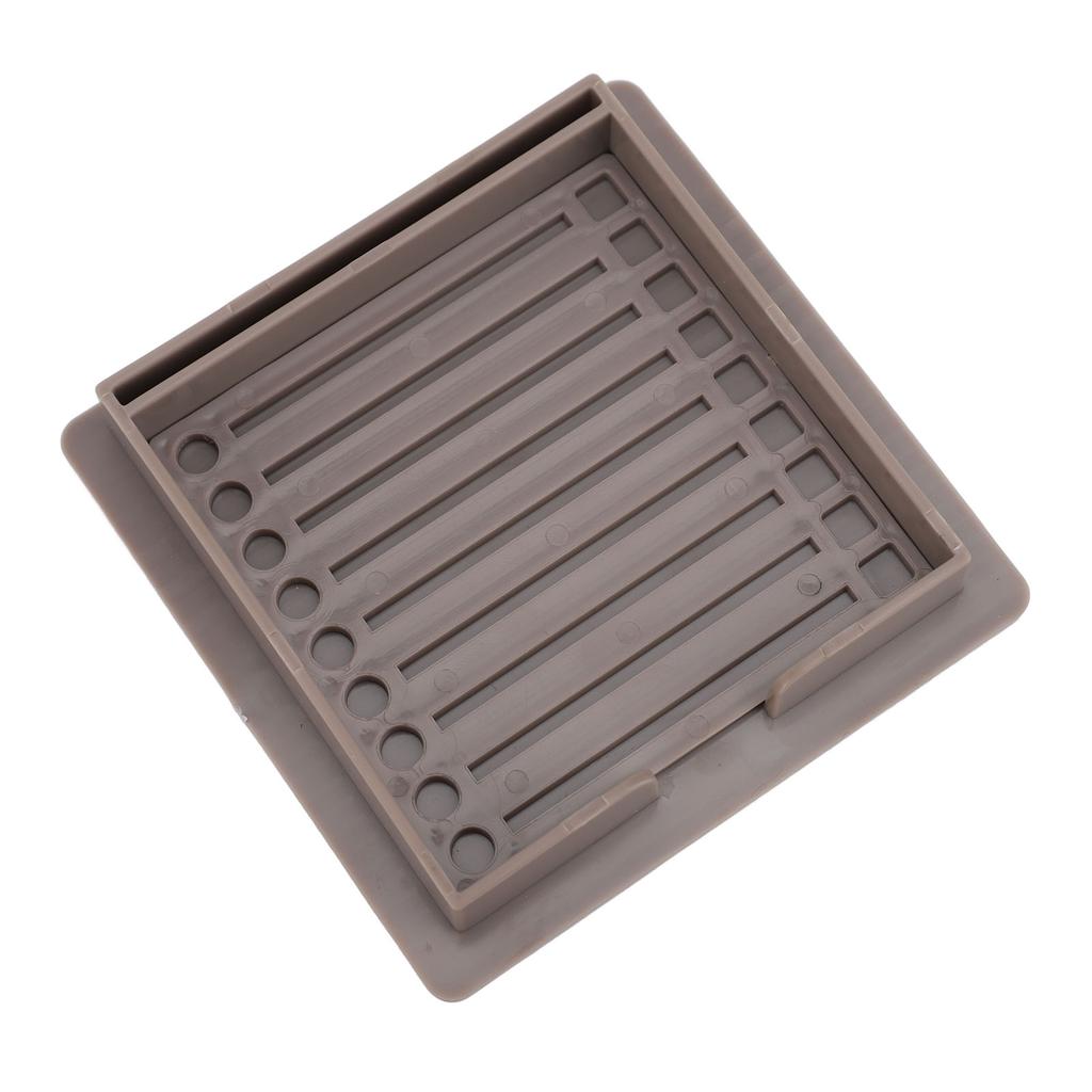 Sticky Note Holder with Stencil Clear Frames Sticky Note Template and Organizer Box for 3x3inch Note Pads Brown