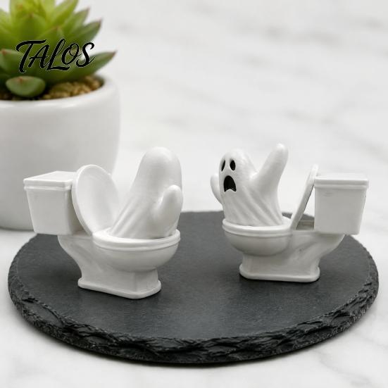 Whimsical Room Sculptures 3D Printed Toilet Ghost Figurine, Minimalist Statue, Funny Desktop Ornament, Stress Relieving Desk Toys Creative Halloween