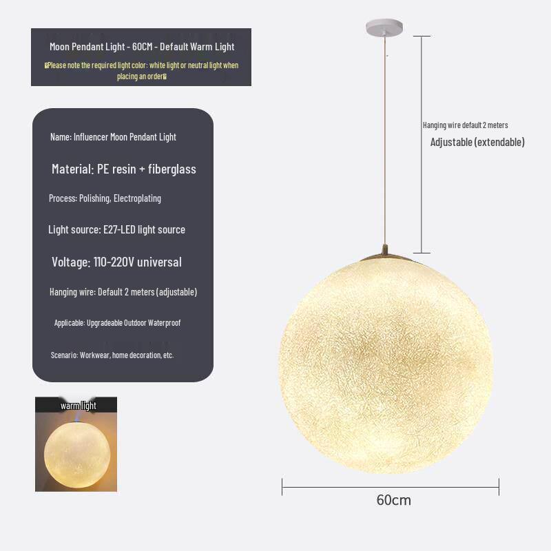 Creative Moon Pendant Lamp for Windows, Restaurants, Bars, and Shops