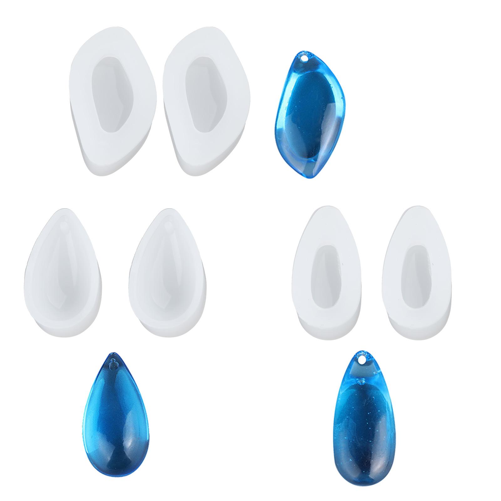 6x Resin Teardrop Pendant Mold with Hole Silicone Water Drop Gem Mold for DIY 1 белый