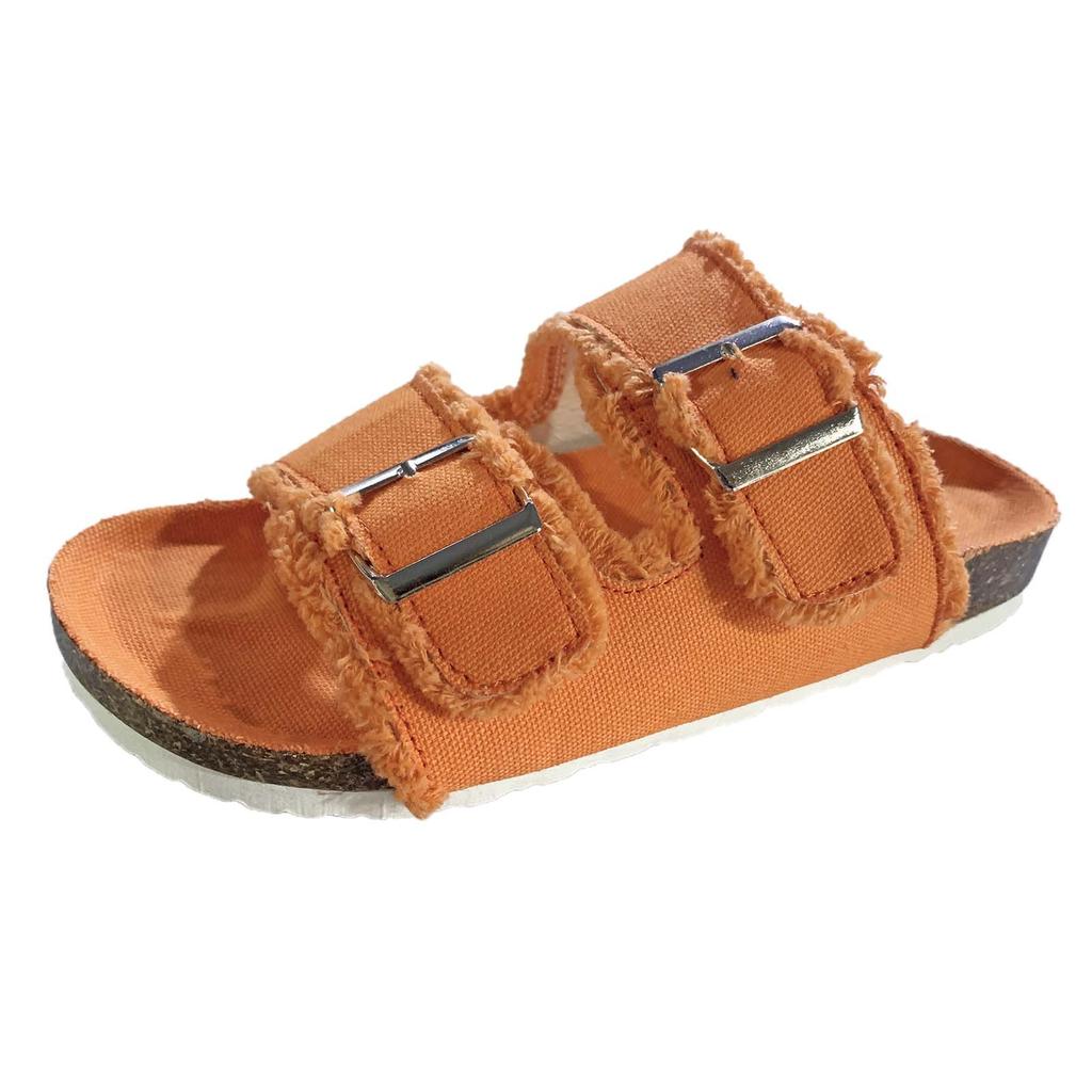 Women's Roman Shoes Solid Color Flat Flip-flop Beach Shoes Plus Size Sandals