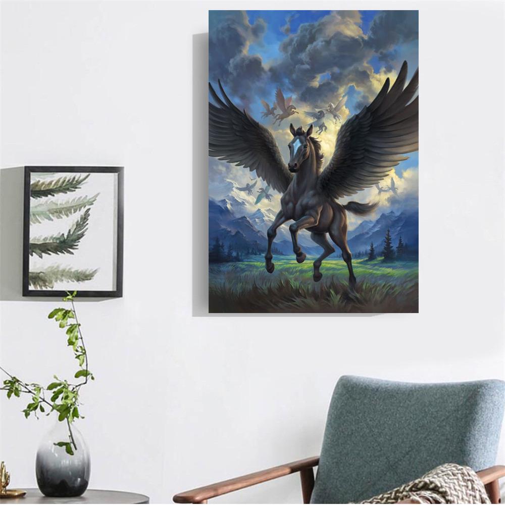 Diamant-Stickerei, 5D-Diamant, fliegendes Pferd, Kreuzstich, Diamant-Mosaik, Handarbeit mit Nadel und Faden