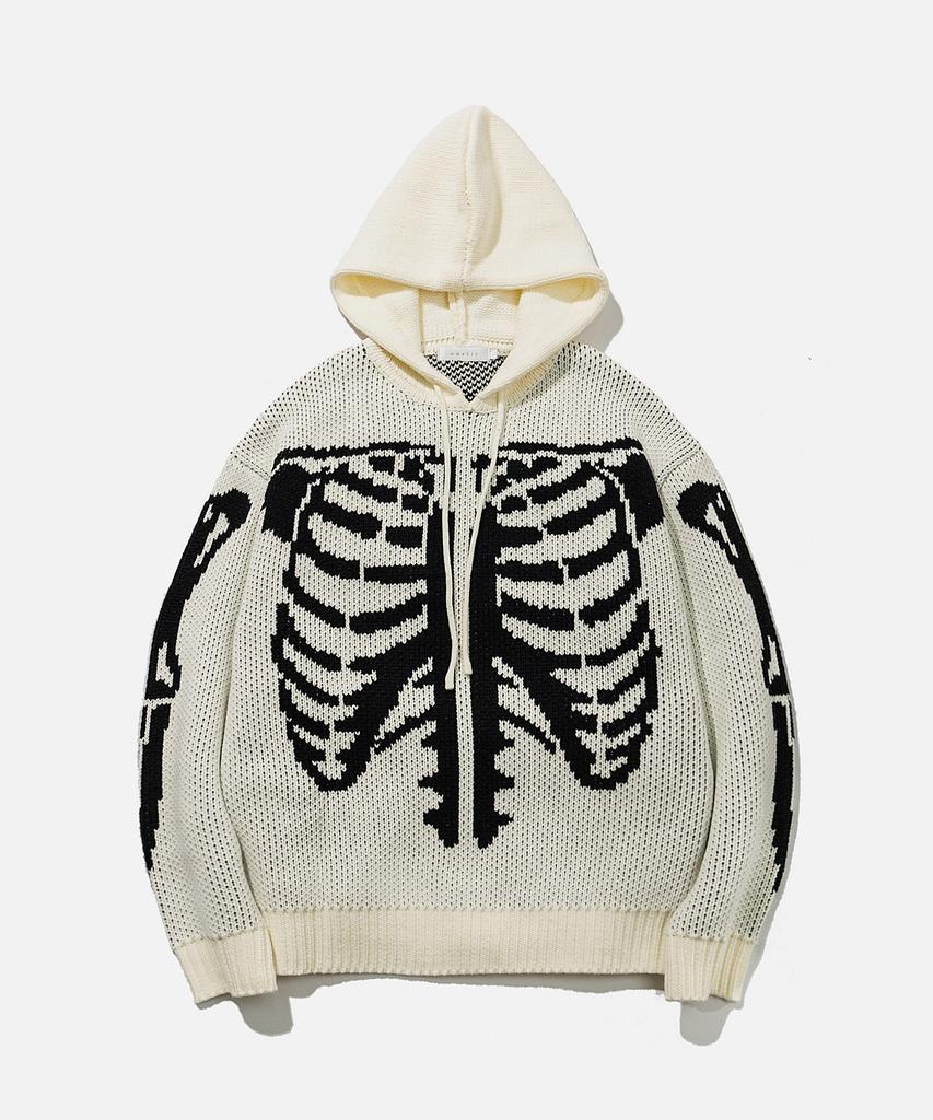 VASTIC Bone Jacquard Hoodie Knit_White / Black