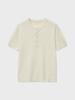 NOIRER Ribbed Henley Neck Half Knit (Ivory)