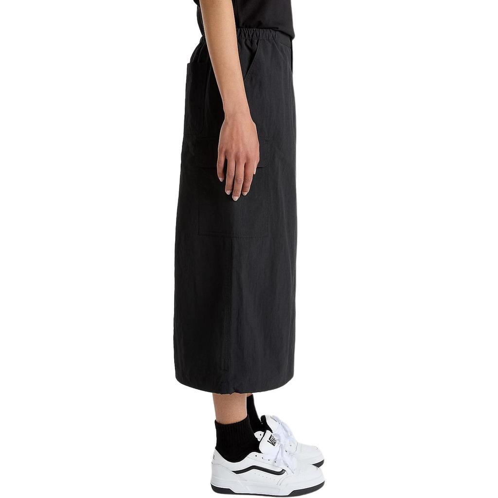 Vans Riley Parachute Cargo Skirt Loose Versatile Solid Color Mid Waist Midi Casual Skirt Women Skirts Black VN000HQBBLK