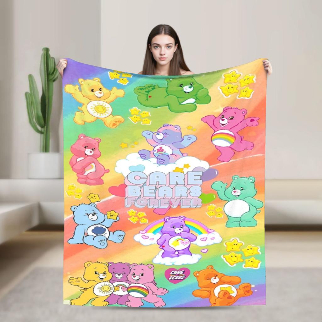 Cartoon Care Bears Blanket Animal Travel Flannel Bedding Throws For Bedroom Warm Soft Custom DIY Quality Bedspread Gift