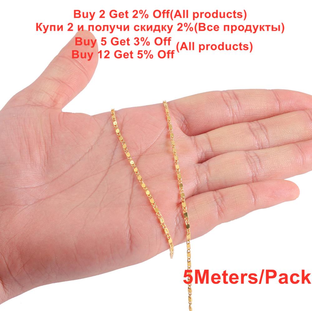 5Meter Width 1.6mm Copper Gold Press Rounding Chains for Earring Anklet Necklace Jewelry Making DIY Handcrafts Supplies